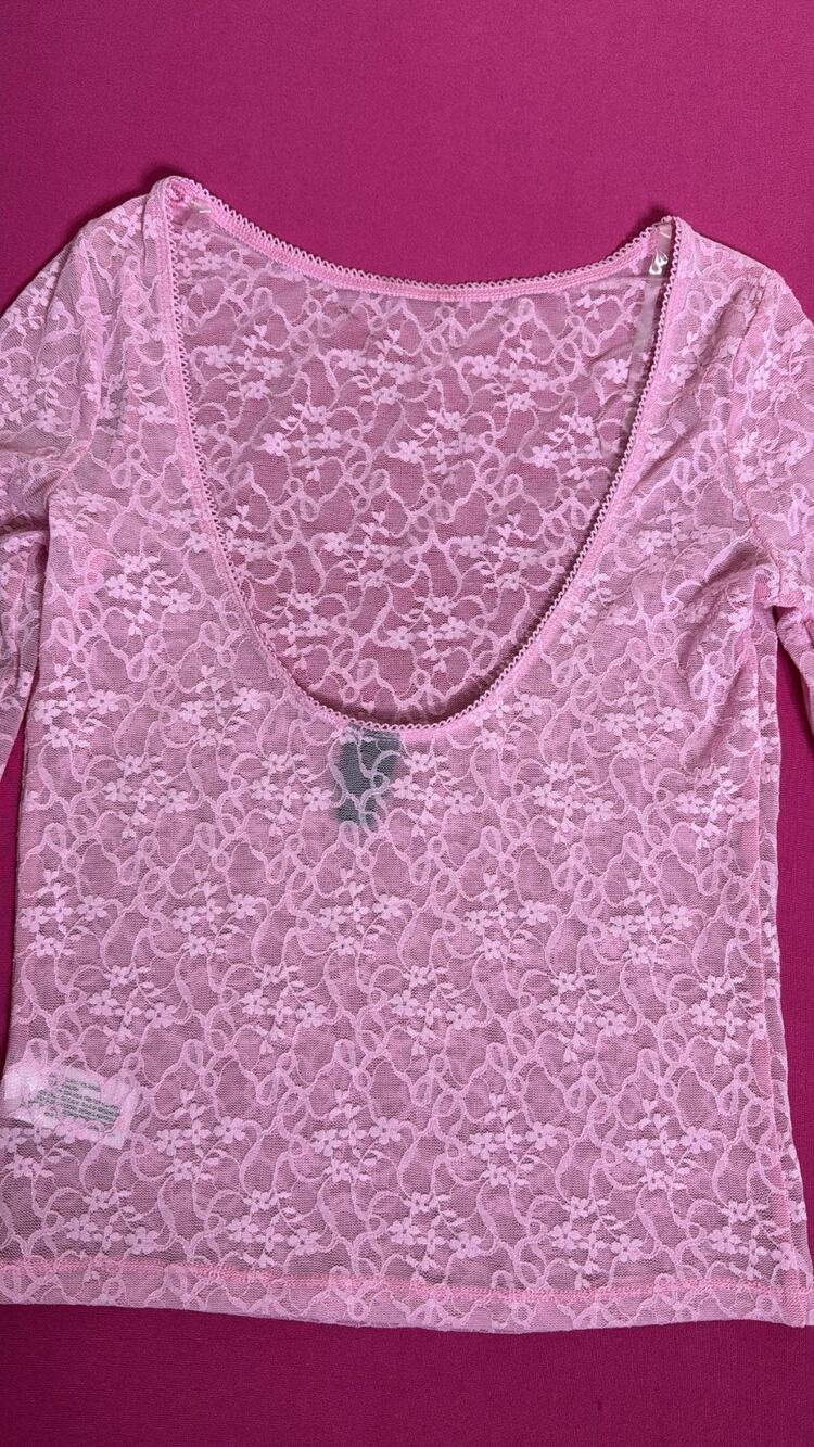 Wild Fable Pink Lace Sheer Top Size M New